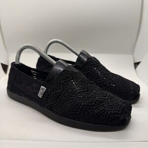 Sketchers Bobs Dreamcatcher Shoes Sz 9 Black Crochet Memory Foam Flats 33752